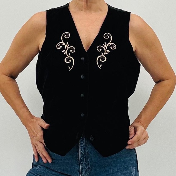 Vintage 90’s Steampunk Victorian Goth Military Velvet Embroidered Holiday Vest - Picture 14 of 14